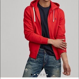 red polo hoodie